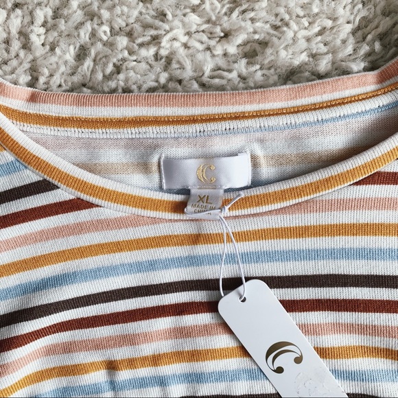 (NWT) Vintage Boho Striped Front-Knot Top - Picture 2 of 4